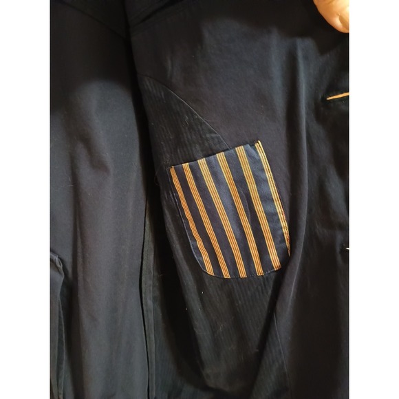 Stafford Signature Classic Fit Cotton Sport Coat Blazer Mens 40R Navy Blue Prep - Picture 4 of 8